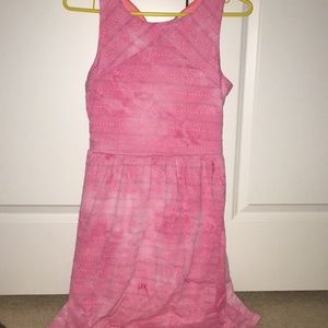 Pink tie-dye dress.